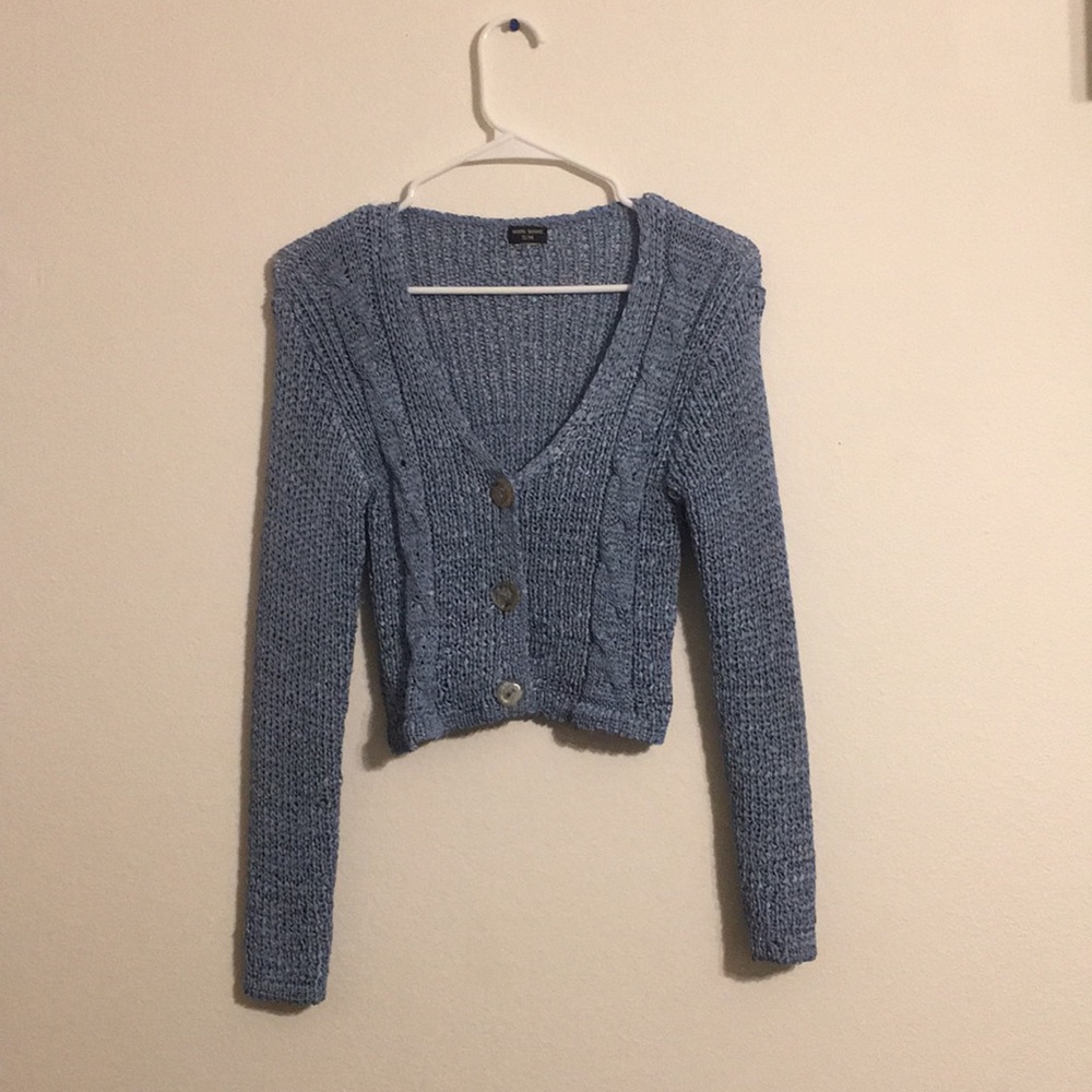 Cropped Baby Blue Sweater Top